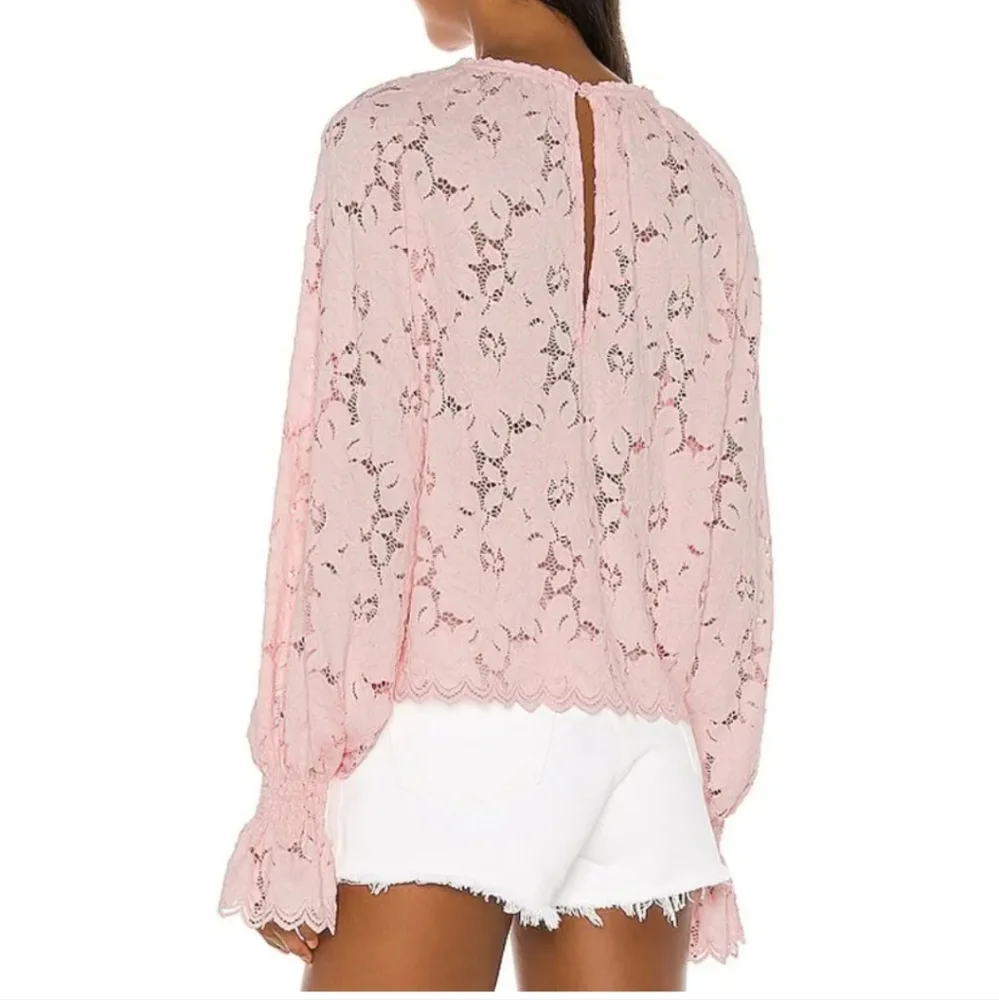 Free People Olivia Balloon Sleeve Lace Blouse
